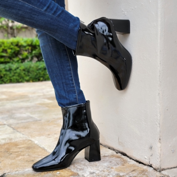 Women's Black PAT Ankle Square Toe Booties - Picture 5 of 7
